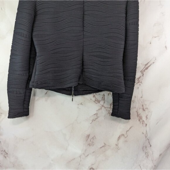 Joseph Ribkoff Jacket Womens Large 14 Black Zip Ribbed Textured Artsy - Picture 7 of 11